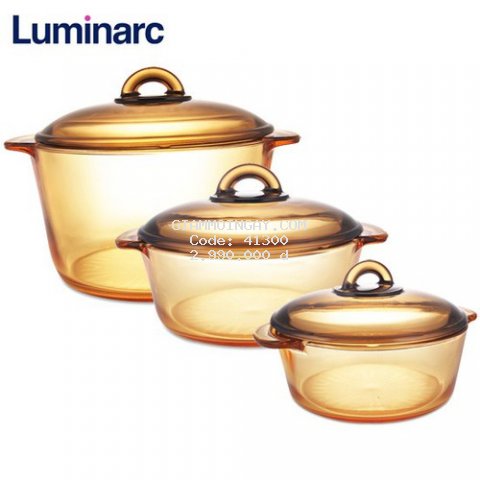 Bộ 3 nồi thủy tinh Luminarc AMBERLINE GRANITE 1L,2L,3L