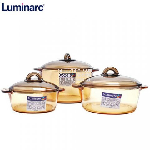 Bộ nồi thủy tinh Luminarc Amberline 1L, 1,5L, 3L