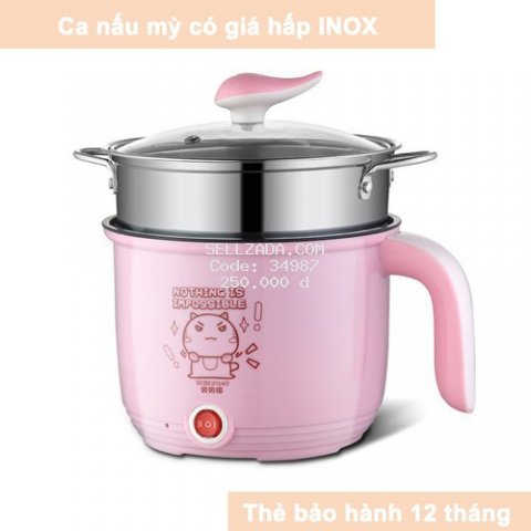 Ca nấu mỳ - ca nấu mì 18cm có giá hấp INOX Cooking Pot