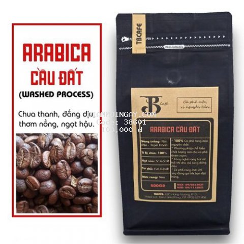 Cà phê Arabica Honey Cầu Đất (500G/ 1 túi) - 100% Cà phê hạt rang mộc nguyên chất - TBCAFE