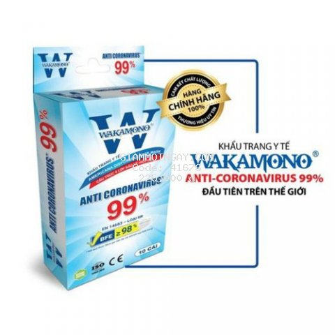 Combo 5 Hộp Khẩu Trang Y Tế Người Lớn Wakamono Diệt Virus Corona 99%