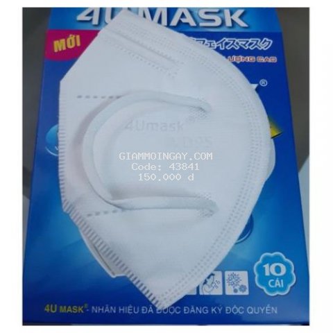 [Combo 5 tặng 1] Khẩu trang y tế 4d 4U Mask VD95 4 lớp kháng khuẩn màu trắng lọc mùi bụi, không bí thở, chất lượng cao - Hộp 10 cái