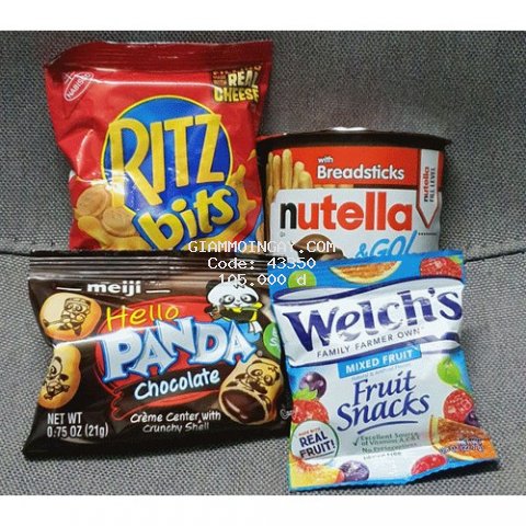 Combo mix 4 loại bánh kẹo Mỹ: Ritzz- Gấu-Nutella- kẹo dẻo Welch's