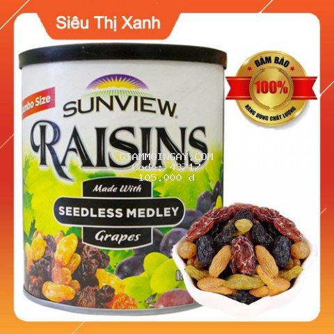 [Date 2023] Nho Khô Mỹ Thập Cẩm Không Hạt Sunview Raisins Hộp 425g