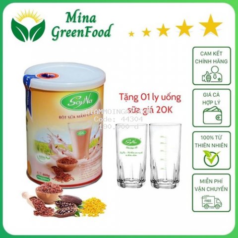[Freeship, Quà 20K] Sữa mầm gạo Lứt SoyNa 400gr Mina GreenFood MIGL400, Sữa hỗ trợ giảm cân, tăng cường chuyển hóa mỡ thừa. Sữa thực dưỡng SoyNa