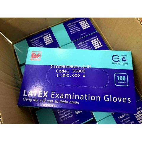 Găng tay y tế LATEX (Size S - màu trắng) có bột duy hàng dày, dẻo, co dãn tốt 10 hộp/thùng