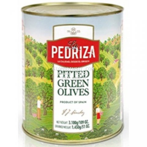 Ô Liu (oliu/olive) xanh tách hạt nhãn hiệu La Pedriza - Hộp 3kg - Nhập khẩu Tây Ban Nha