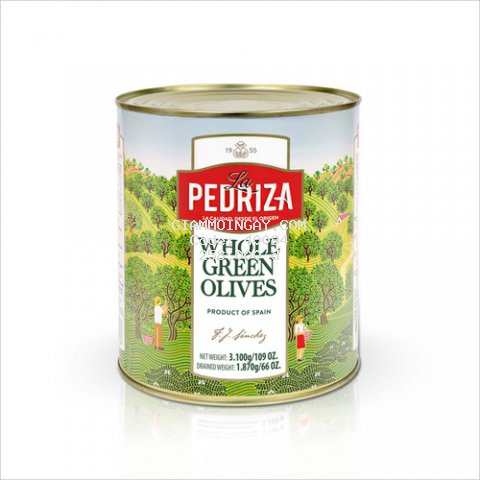 Ô Liu (oliu/olives) xanh nguyên hạt nhãn hiệu La Pedriza - Hộp 3kg - Nhập khẩu Tây Ban Nha