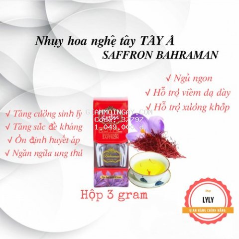 SAFFRON TÂY Á Bahraman Super Negin - 3gram - nhuỵ hoa nghệ tây - Nhập khẩu độc quyền từ Iran