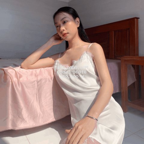 [Shier Sleepwear] Váy Đầm Ngủ Suông Dài Phối Ren Chất Lụa Cao Cấp Trắng Kem Sexy Quyến Rũ Tôn Dáng Thoáng Mát Đầy Đủ Size