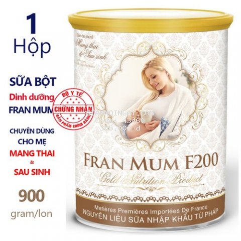 Sữa bột Fran Mum F200 900gr (dưỡng chất cho mẹ bầu trước và sau sinh) chính hãng Franmilk