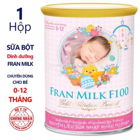 Sữa FRANMILK F100 cho bé từ 0 đến 12 tháng tuổi lon 400gr và 900gr nguyên liệu nhập từ Pháp