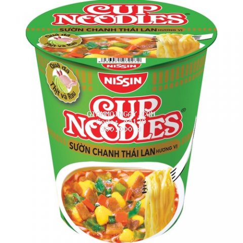 Thùng 24 ly mì Cup noodles vị sườn chanh thái lan, thương hiệu Nissin (74gr/ly)