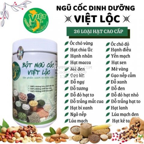 Bột ngũ cốc lợi sữa Việt Lộc 500g mới Dành cho bà bầu, Ngũ cốc dinh dưỡng [Chính hãng]