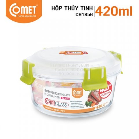 Hộp đựng thực phẩm thuỷ tinh tròn 420ml COMET - CH18-56