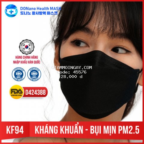 Khẩu trang kf94 Donano Mask kháng khuẩn bụi mịn thiết kế thời trang ôm sát mặt kháng bụi mịn nhỏ hàng chính hãng Hàn Quốc. Đặc biệt đeo không bị đau tai và khử mùi hôi rất tốt. Có thể sử dụng vài ngày rất tiết kiệm