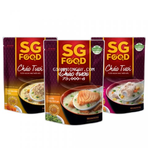 Lốc 3 (31) - Cháo tươi SG Food 240g, thịt bằm, sườn non, cá hồi (810gr)