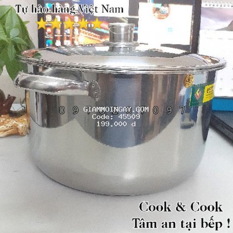 Xoong nồi inox 5, 10, 15, 20 lít cao cấp sử dụng trên bếp từ, nồi luộc gà, nấu súp canh...