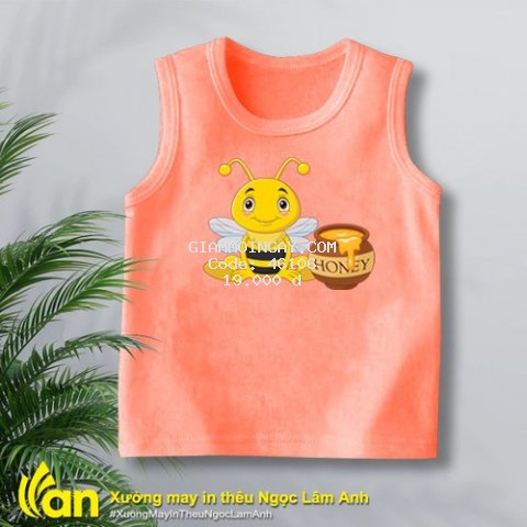 Áo thun dành cho bé trai, bé gái chất vải cotton 9kg - 45kg  - hình chú ong và hũ mật