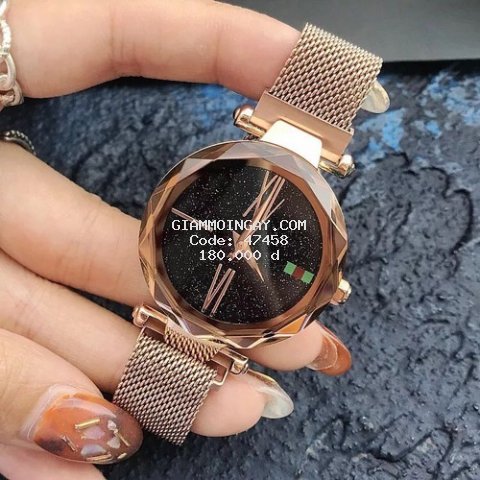 Đồng hồ nữ đẹp mặt sóng lượn 3D dây nam châm FULL BOX Hộp đồng hồ
