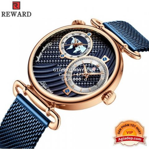Đồng hồ thời trang nam Reward - 2 đồng hồ tròn nhỏ - Hàng xịn nhập khẩu Màu xanh ngọc lục bảo - RD62002M