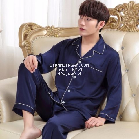 NG628-1 Bộ pyjama nam dài tay chất lụa mềm mại cao cấp hàng nhập - giá 420k
