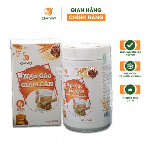 Ngũ cốc giảm cân Quê Việt 100% nguyên liệu hữu cơ tự nhiên, an toàn (hộp 500gr)