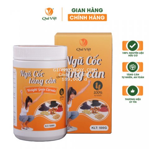Ngũ cốc tăng cân Quê Việt 100% nguyên liệu hữu cơ, bổ sung dinh dưỡng 500gr