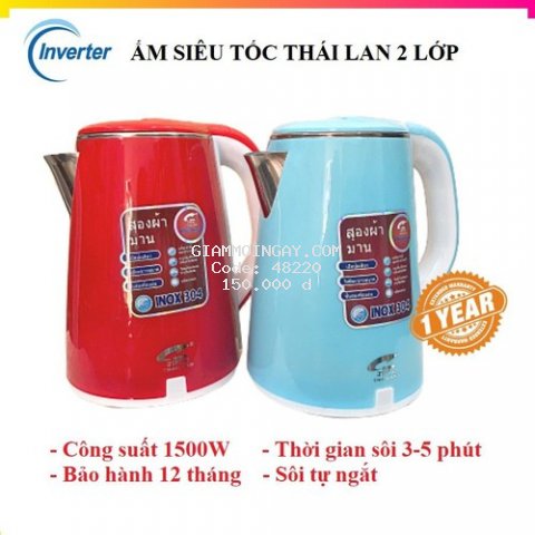 ẤM NƯỚC/ BÌNH NƯỚC SIÊU TỐC THÁI LAN 2 LỚP