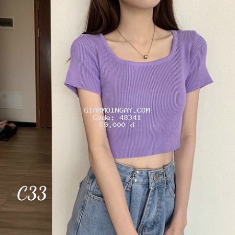 Áo thun nữ tay ngắn trơn croptop cao cấp c33