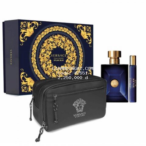 Bộ Nước Hoa Nam Versace Pour Homme Dylan Blue Gift Set (100ml +Mini 10ml + Túi Trousse)