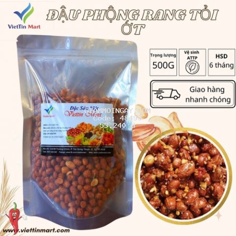 Đậu phộng rang tỏi ớt Viettin Mart 500G