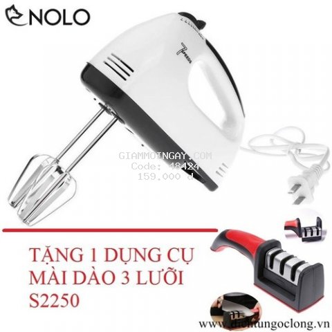 Máy Đánh Trứng Cầm Tay 7 Tốc Độ Tặng Dụng Cụ Mài Dao 3 Lưỡi S2250