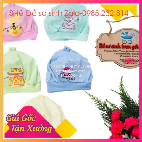 Mũ chụp sơ sinh in hình chất đẹp