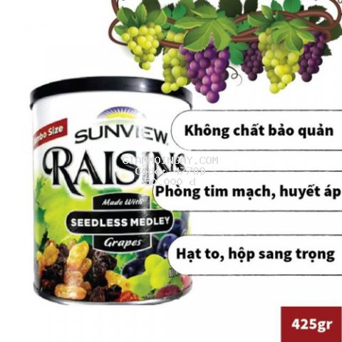 Nho khô Sunview Raisins Mỹ 425g (mix)