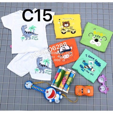 Quần áo trẻ em Combo 5 bộ   - Quần áo cho bé cotton cộc chui