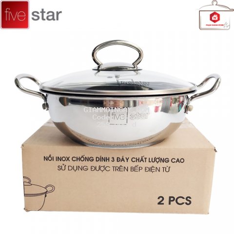 [SIÊU SALE] Nồi Kho Thịt Cá 20cm 3 Đáy từ Chống Dính Fivestar