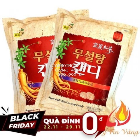 [TẶNG 1 MIẾNG MẶT NẠ HÀN QUỐC] COMBO 2 GÓI KẸO HỒNG SÂM KHÔNG ĐƯỜNG TRẮNG 500GR