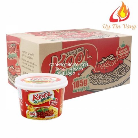 Thùng 12 Tô Mì Khoai Tây Cung Đình Kool Sốt Spaghetti Hương Vị Thịt Bò Bằm Và Cà Chua