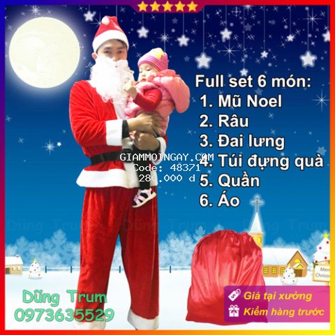 Trang Phục Ông già Noel Chuẩn Chất Nhung Đầy Đủ Chi Tiết Siêu Đẹp