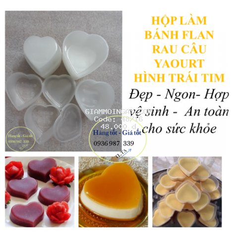 50 HỦ BÁNH FLAN, RAU CÂU  TRÁI TIM