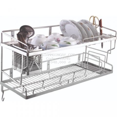 80 x30cm - Kệ inox 304 2 tầng - chén bát treo tường đa năng 80cm cao cấp