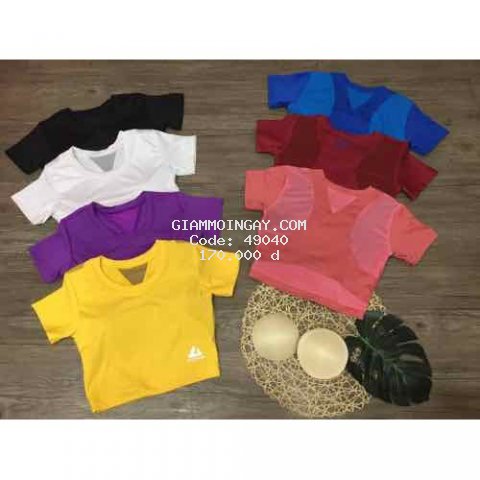 Áo croptop lưới vai tam giác có sẵn mút tập gym yoga