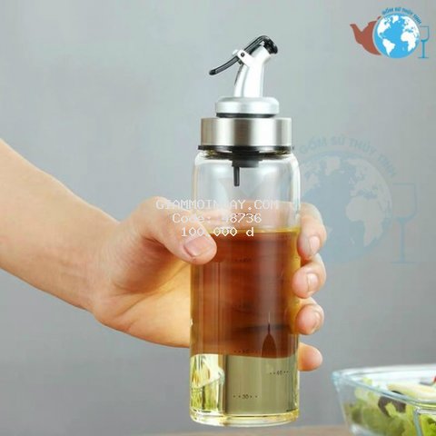 Bình, hũ đựng dầu ăn gia vị thủy tinh cao cấp 300 ml, Chai thủy tinh chia vạch đựng dầu ăn chiết rót