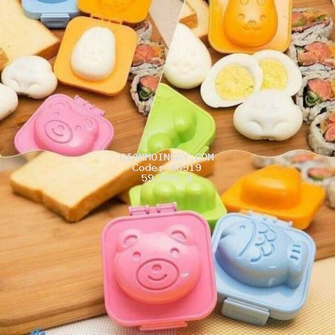 Bộ 6 Khuôn Làm Bánh, Làm Cơm Hình Thú Ngộ Nghĩnh Cho Bé, Chất Lượng Nhựa Cao Cấp