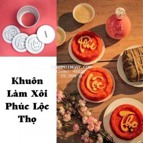 Bộ Khuôn Làm Xôi Phúc Lộc Thọ 5 Chi Tiết Bằng Chất Liệu Nhựa Chịu Nhiệt, Khuôn Làm Bánh Phúc Lộc Thọ