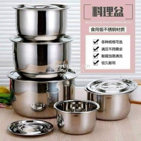 BỘ NỒI INOX 5 MÓN KHÔNG QUAI