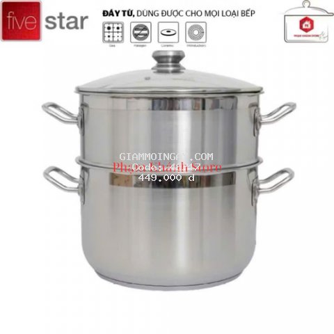 Bộ Nồi Xửng Hấp Inox 430 3 Đáy Fivestar 24cm