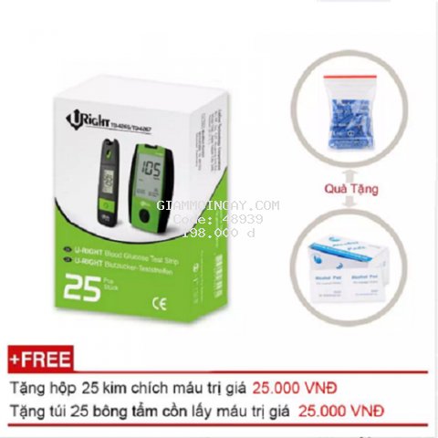 Combo 25 que thử,kim chích,BTC cho máy đường huyết Uright TD4265,4267