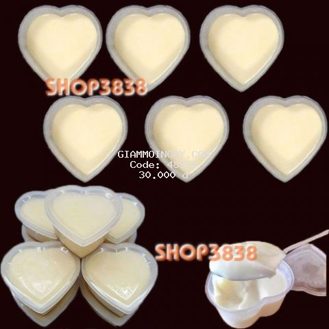Como 20 Khuôn Làm Bánh FLan Trái Tim Sữa Chua Rau Cau Có Nắp